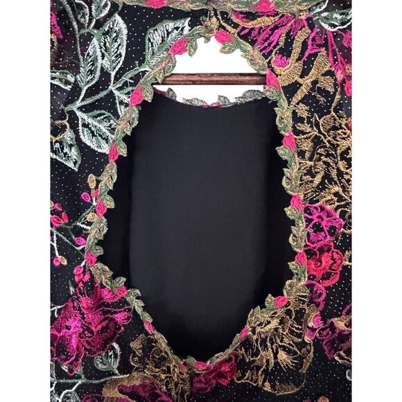 Rare Marchesa Notte Embroidered Floral Illusion Cocktail Dress Size 4 - Picture 6 of 11